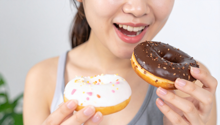 甘いものを好んで食べる女性