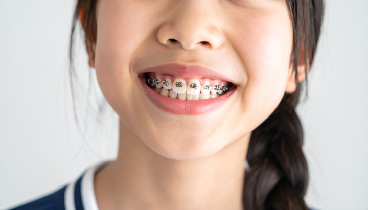 矯正中の女の子の口元