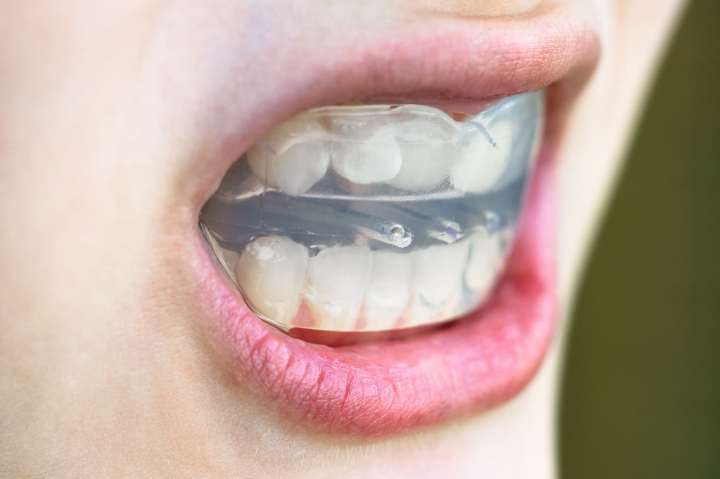 プレオルソを装着した子どもの口元